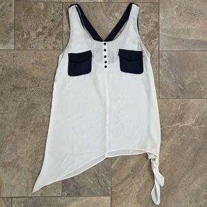 Esley‎ Monochrome Asymmetrical Tank Top Womens S Classy Crisp